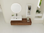 60 Inch Wall-Mounted Bathroom Vanity with Resin Sink