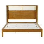 Premium Rubber Wood Platform Bed Frame, King Bed Frame with Headboard