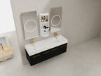 60 Inch Wall-Mounted Bathroom Vanity with Sink and Storage Rack