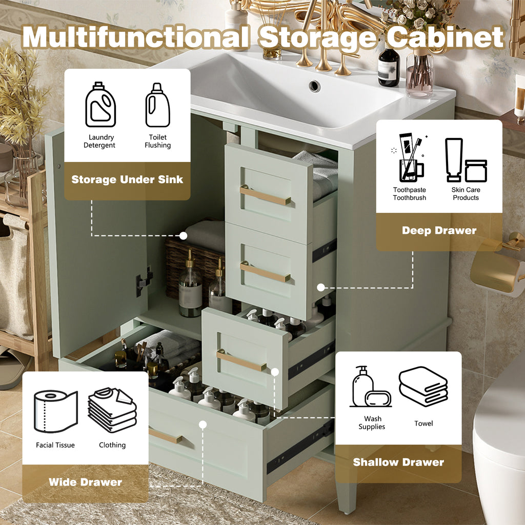24.8" Bathroom Vanity with Ceramic Sink