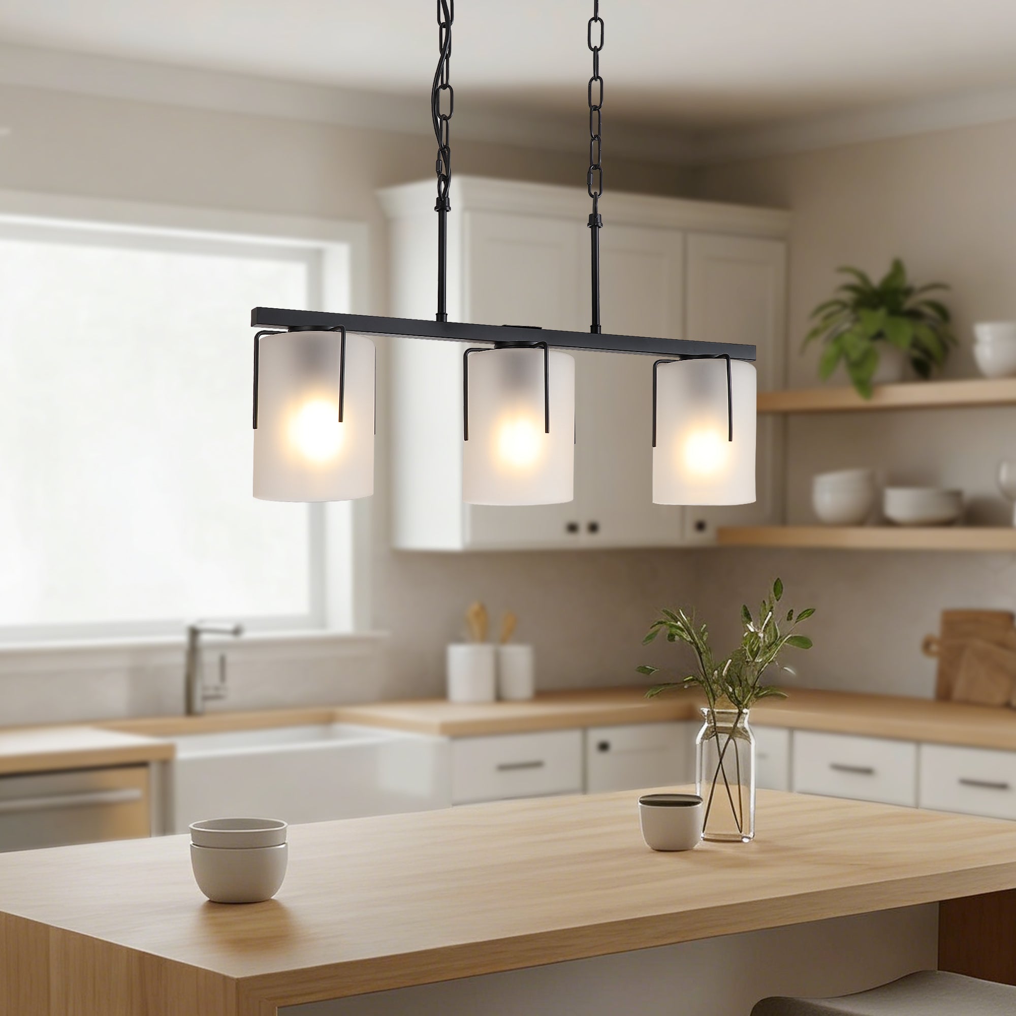 Minimalist 3-Light Linear Chandelier