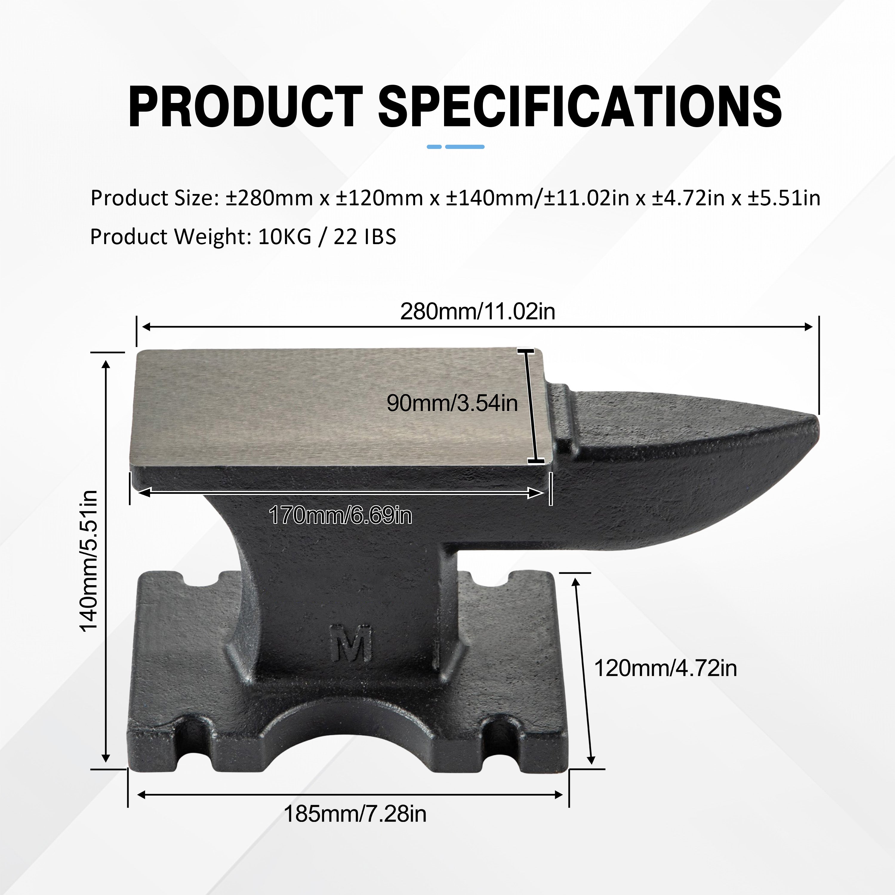 Cast Iron Anvil - 22lbs Single Horn Blacksmith Tool