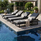 Black Iron Outdoor Chaise Lounge with Mixed Rope