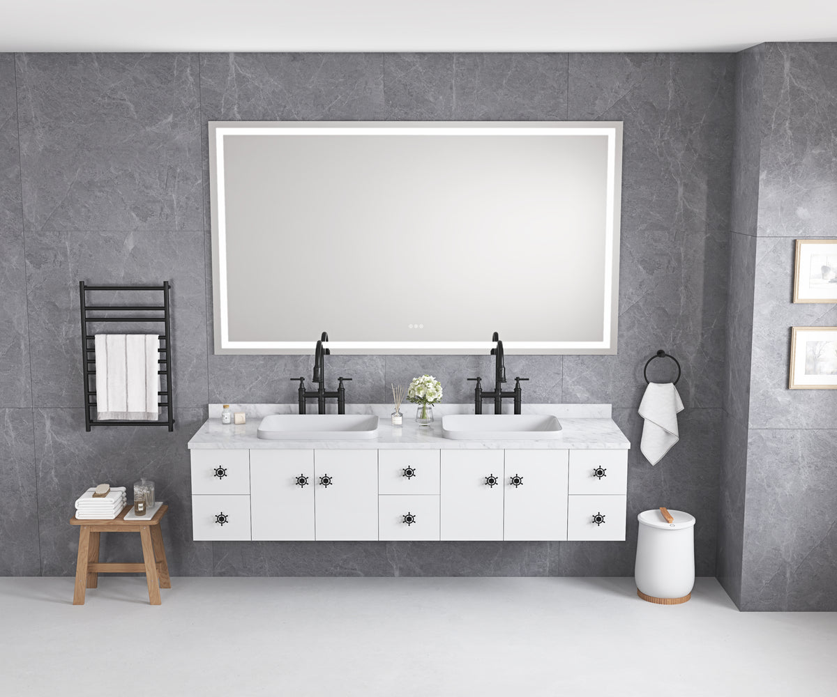 84 x 48 Inch LED Bathroom Mirror with Front and Backlight