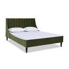 Aspen Vertical Tufted Modern Headboard Platform Bed Set, Queen, Olive