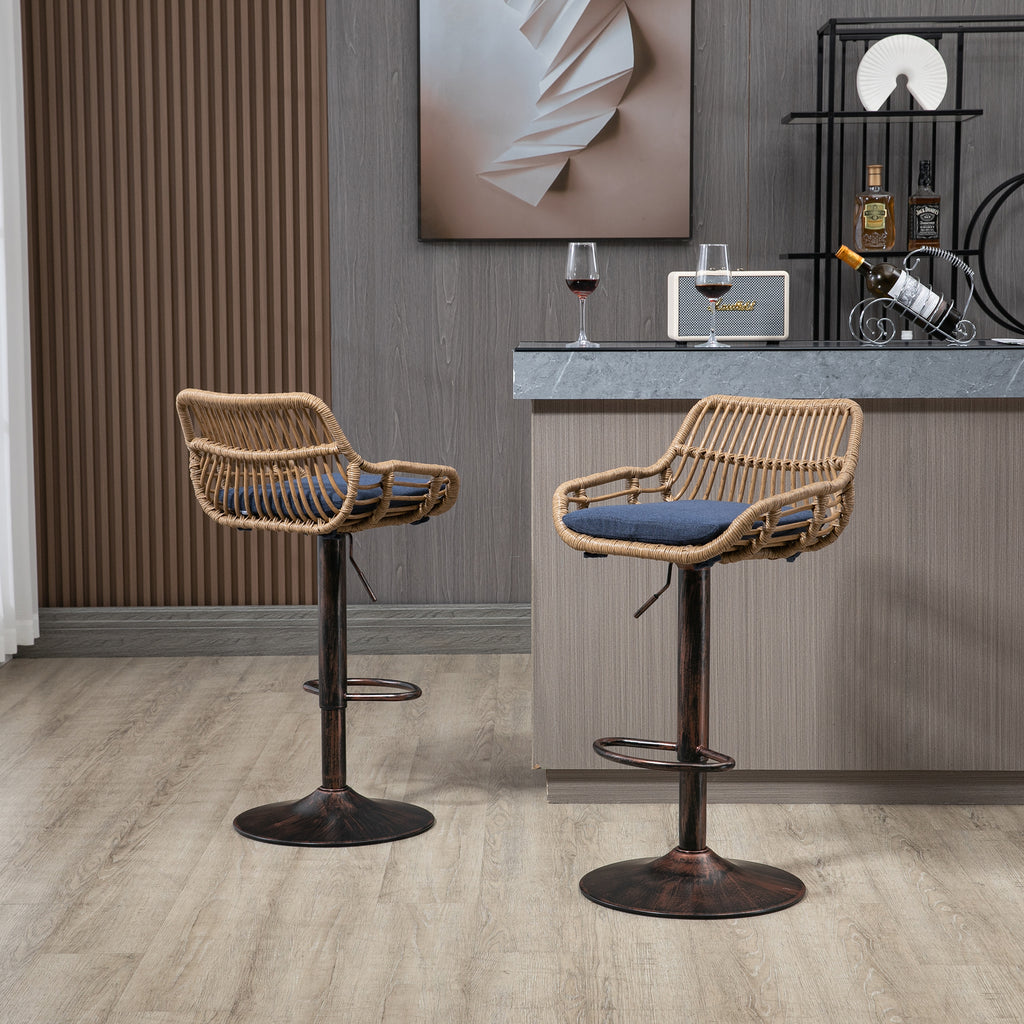 Modern Swivel Bar Stools Set of 2 Adjustable Counter Height Chairs