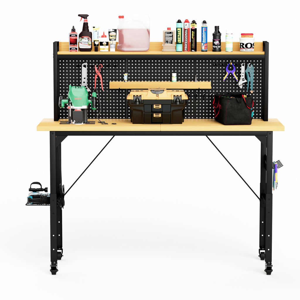 71'' Adjustable Workbench with Pegboard