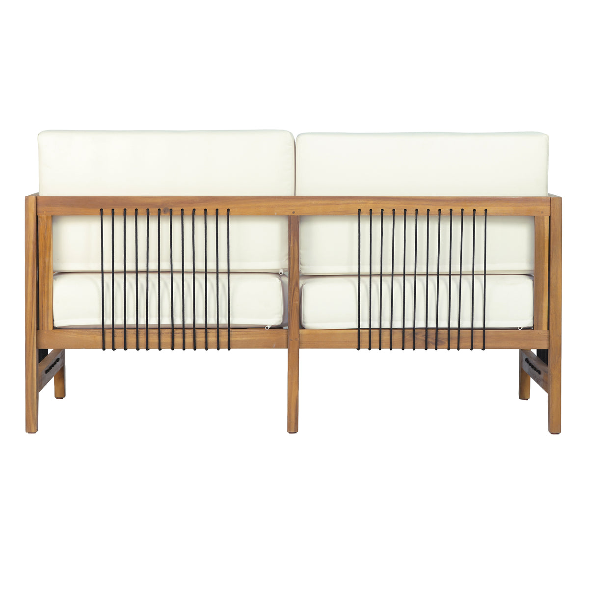 2-Piece Acacia Wood Outdoor Loveseat Set