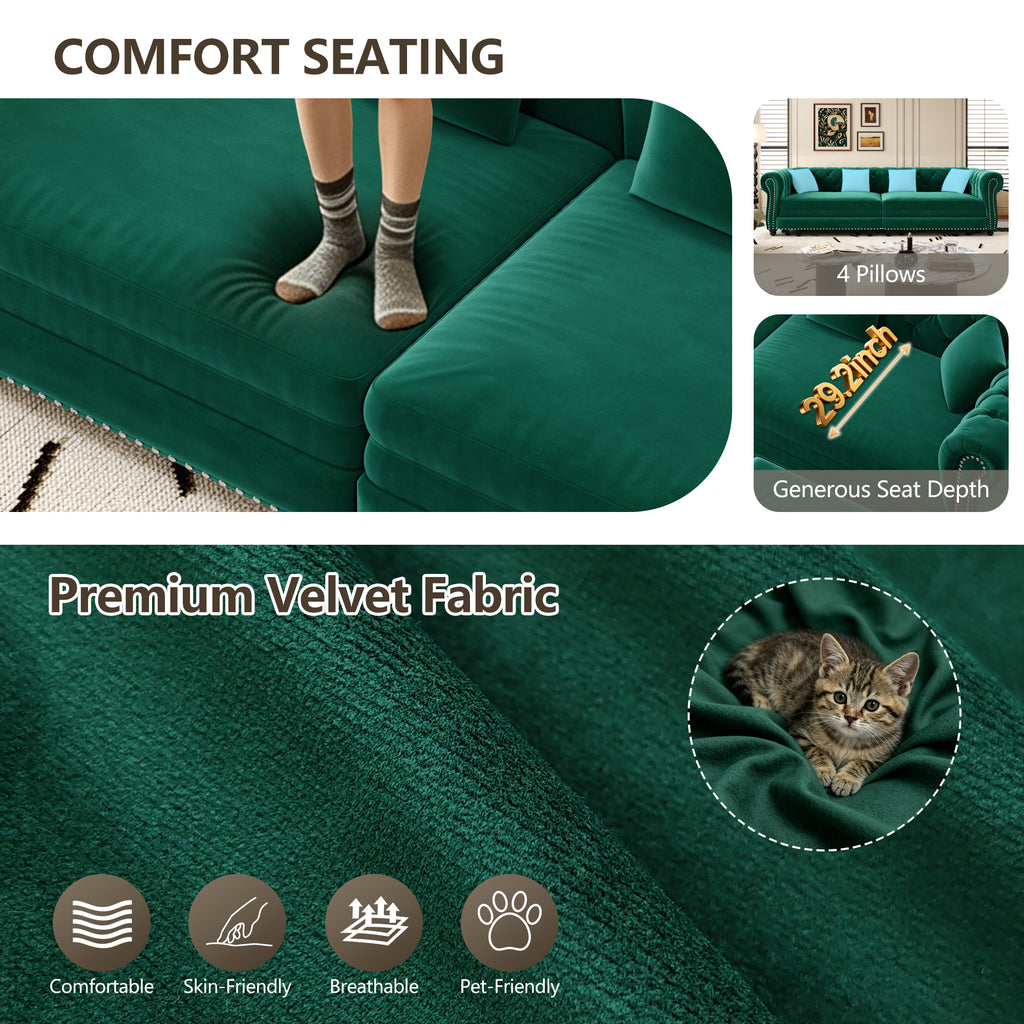 Chesterfield Sofa Bed - 3-in-1 Velvet Convertible
