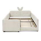 Full Size Upholstered Platform Bed with Cute Rabbit Ear Headboard