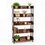 5-Tier Industrial Bookshelf - Open Rustic