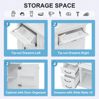 36-Inch Bathroom Vanity with Ceramic Sink Top, 4 Drawers and 1 Soft-Close Door