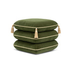 Monarch 19.5" Tassled Ottoman, Olive