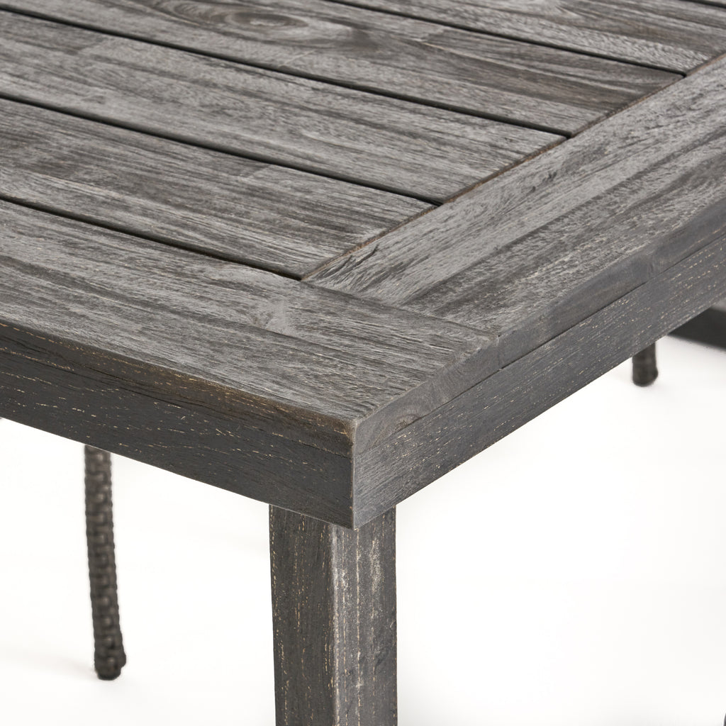 2-Piece Solid Acacia Wood Outdoor Dining Set, Sandblast Dark