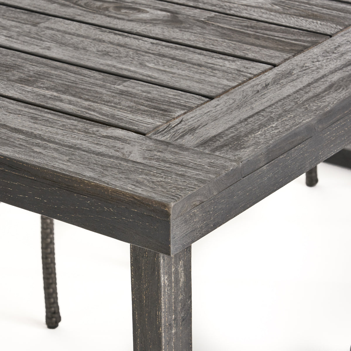 2-Piece Solid Acacia Wood Outdoor Dining Set, Sandblast Dark