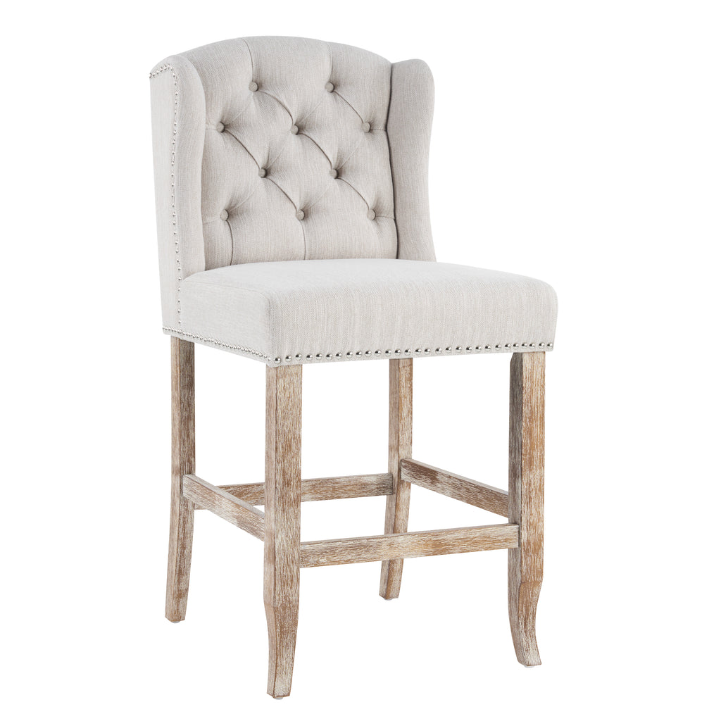 Vienna Contemporary Fabric Tufted Wingback Counter Stools