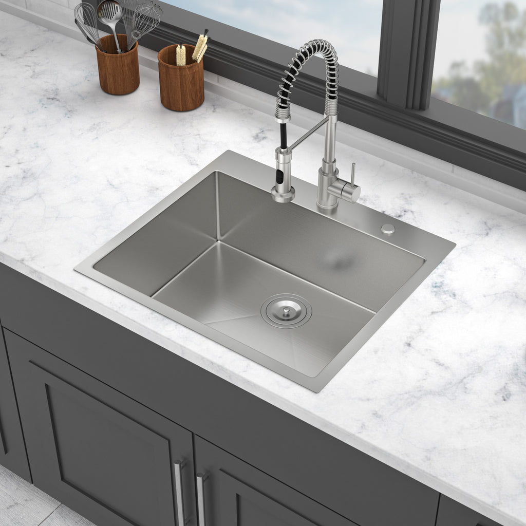 24 x 18 x 9 Inch Kitchen Sink Drop In 16 Gauge Stainless Steel