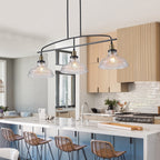 45" Industrial 3-Light Pendant Chandelier with Clear Glass Shades
