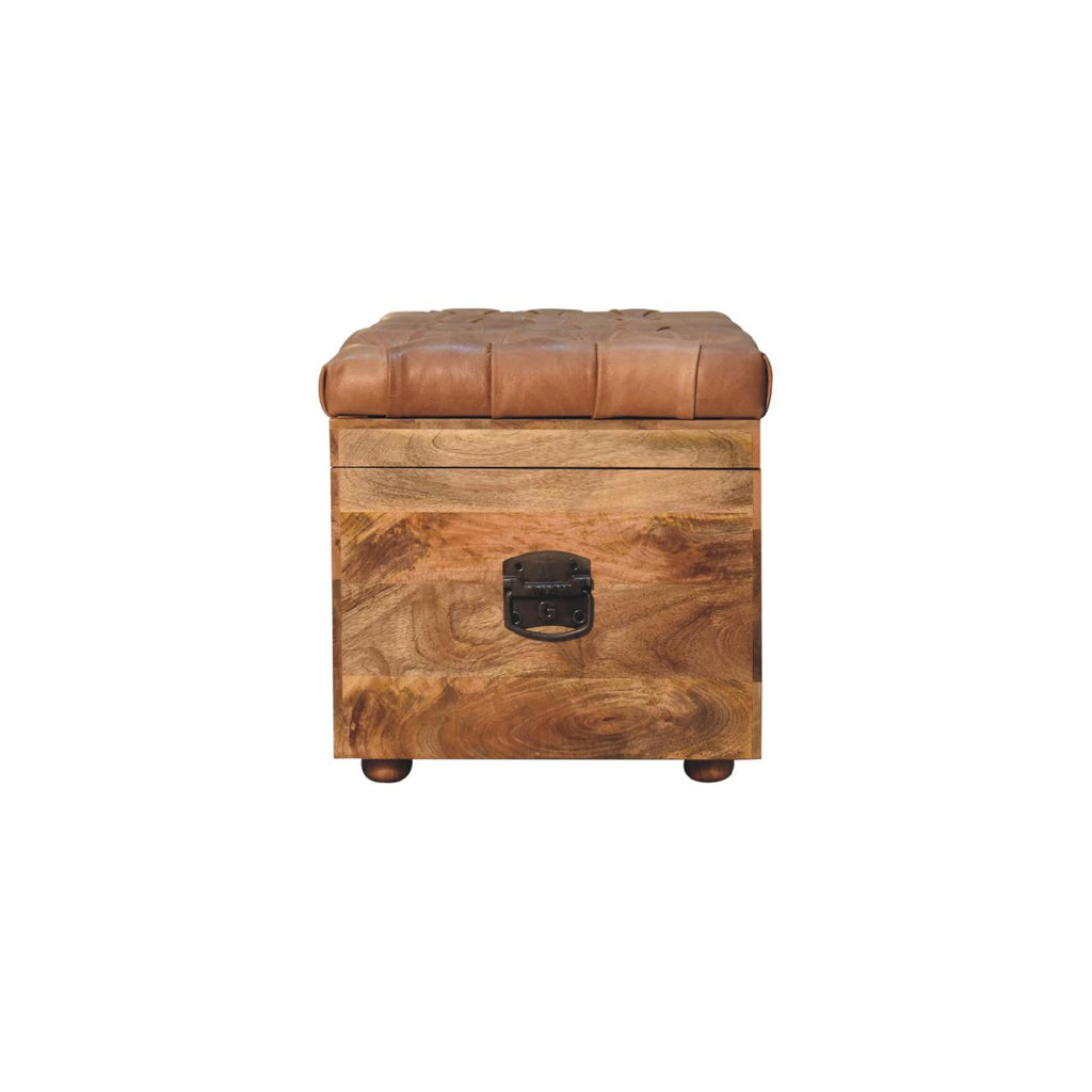 Solid Wood Buffalo Hide Oak-ish Storage Trunk