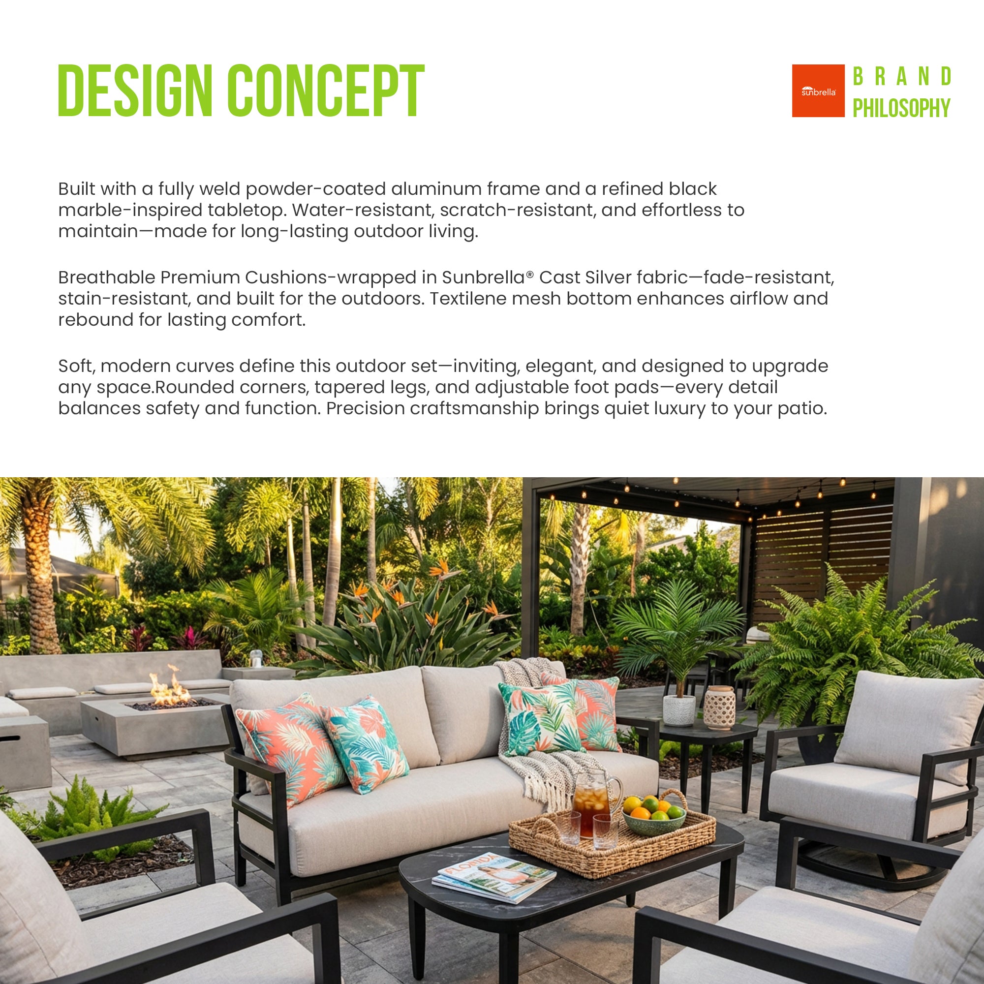 6PC Outdoor Conversation Set with Swivel Chairs & Sofa