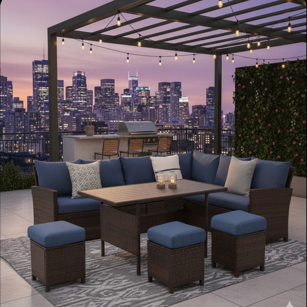 7 Piece Wicker Patio Dining Set