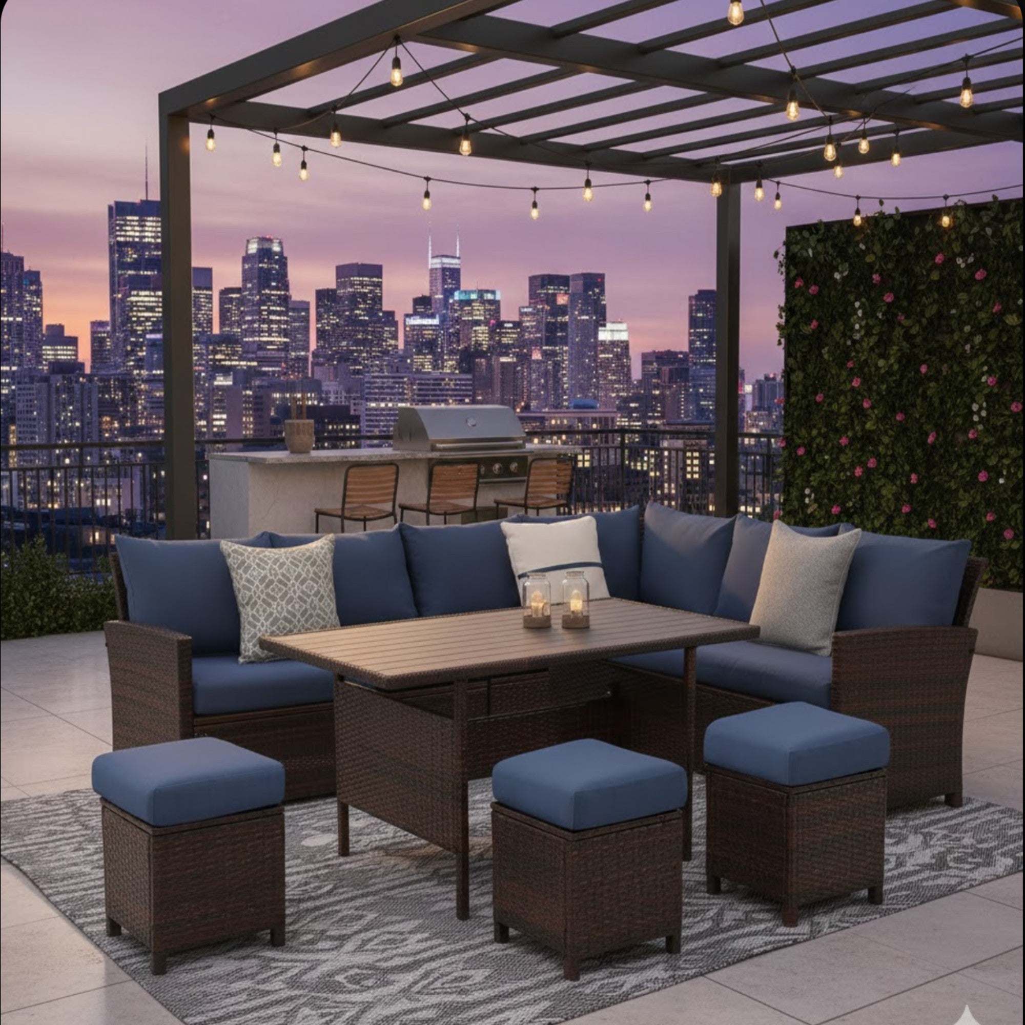 7 Piece Wicker Patio Dining Set