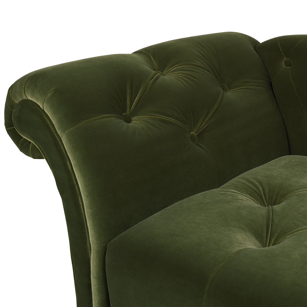 Samuel Tufted Roll Arm Chaise Lounge, Olive