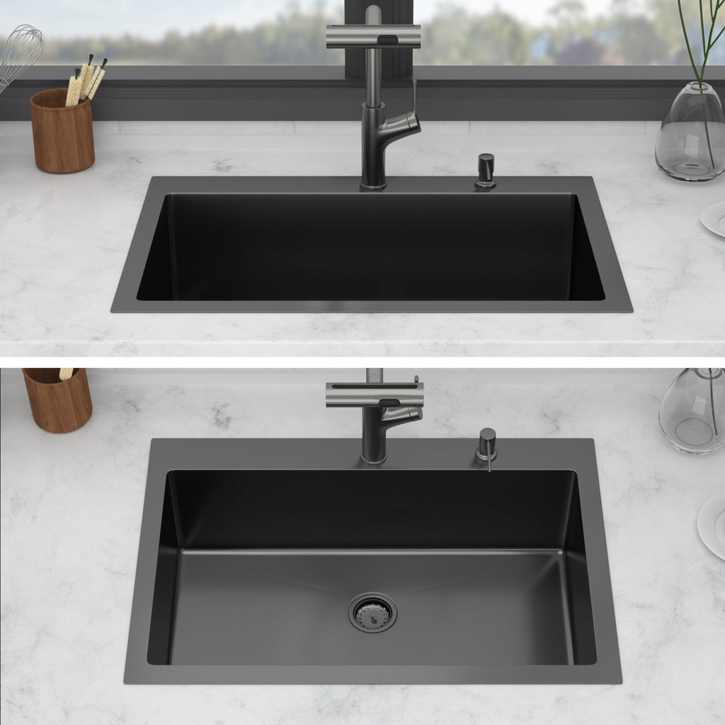 30" Drop-In Gunmetal Kitchen Sink