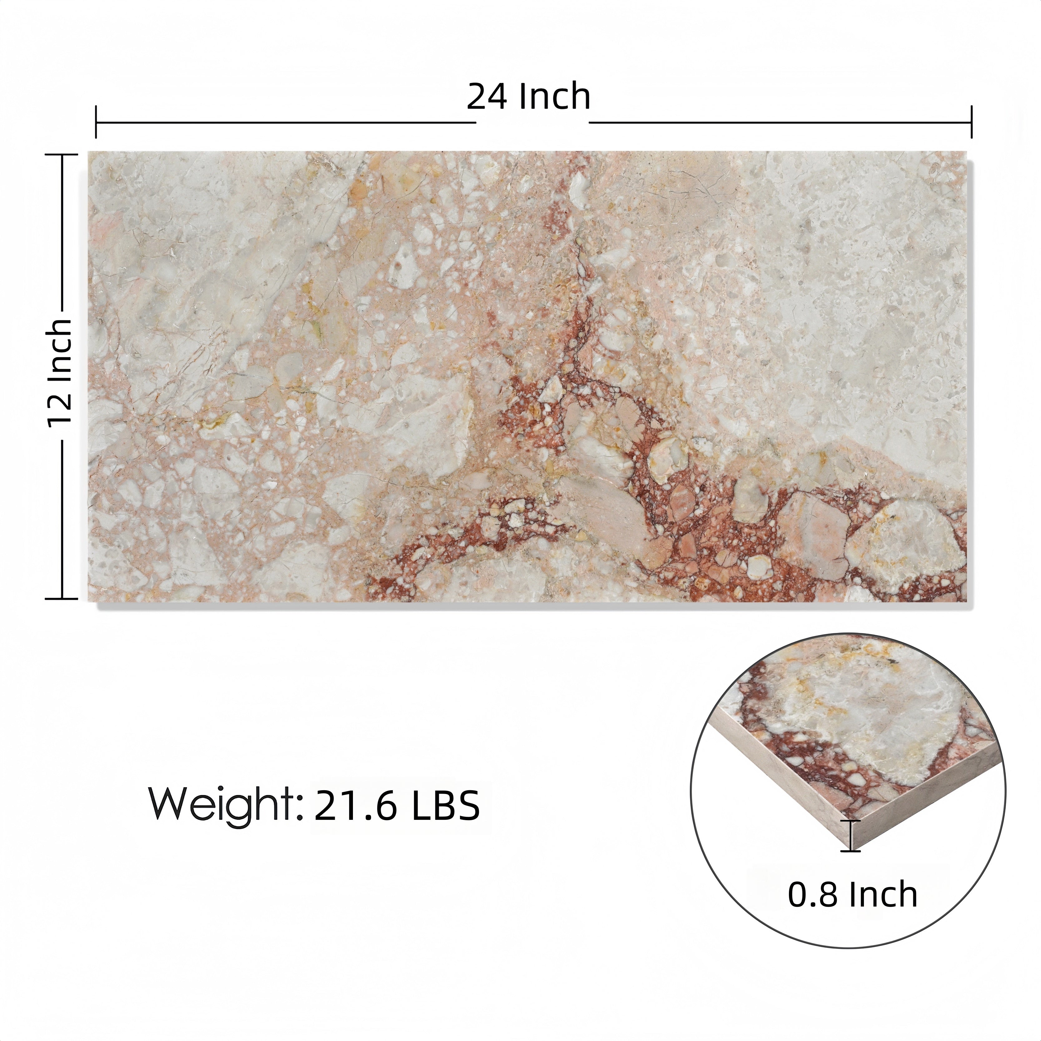 12x24 Pink Natural Marble Polished Tiles