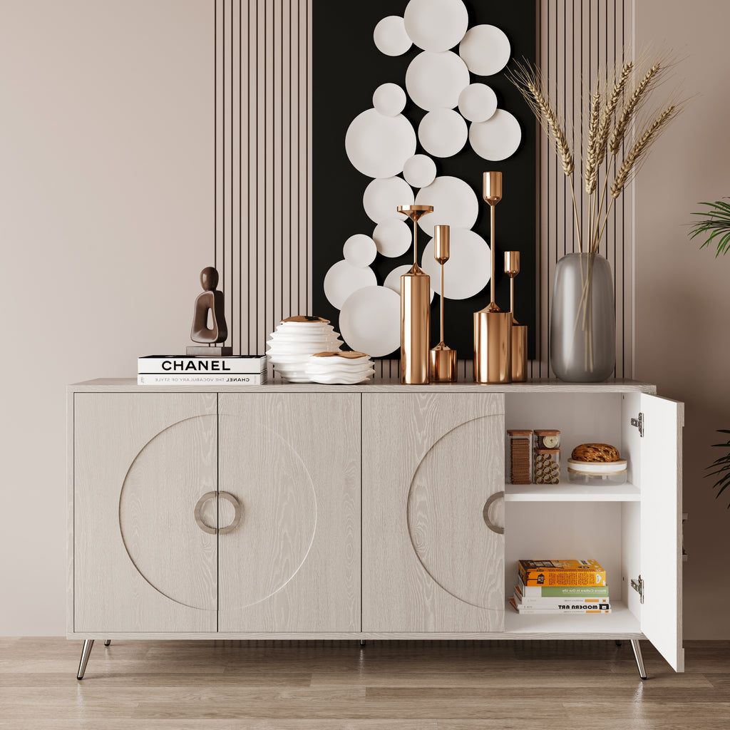 Modern Lacquered 4 Door Wooden Cabinet Sideboard Buffet