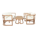TOPMAX 4-Piece Modern Acacia Wood Sofa Set