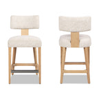 Penny Round Arched Upholstered Counter Stool, Set of 2, Travertine