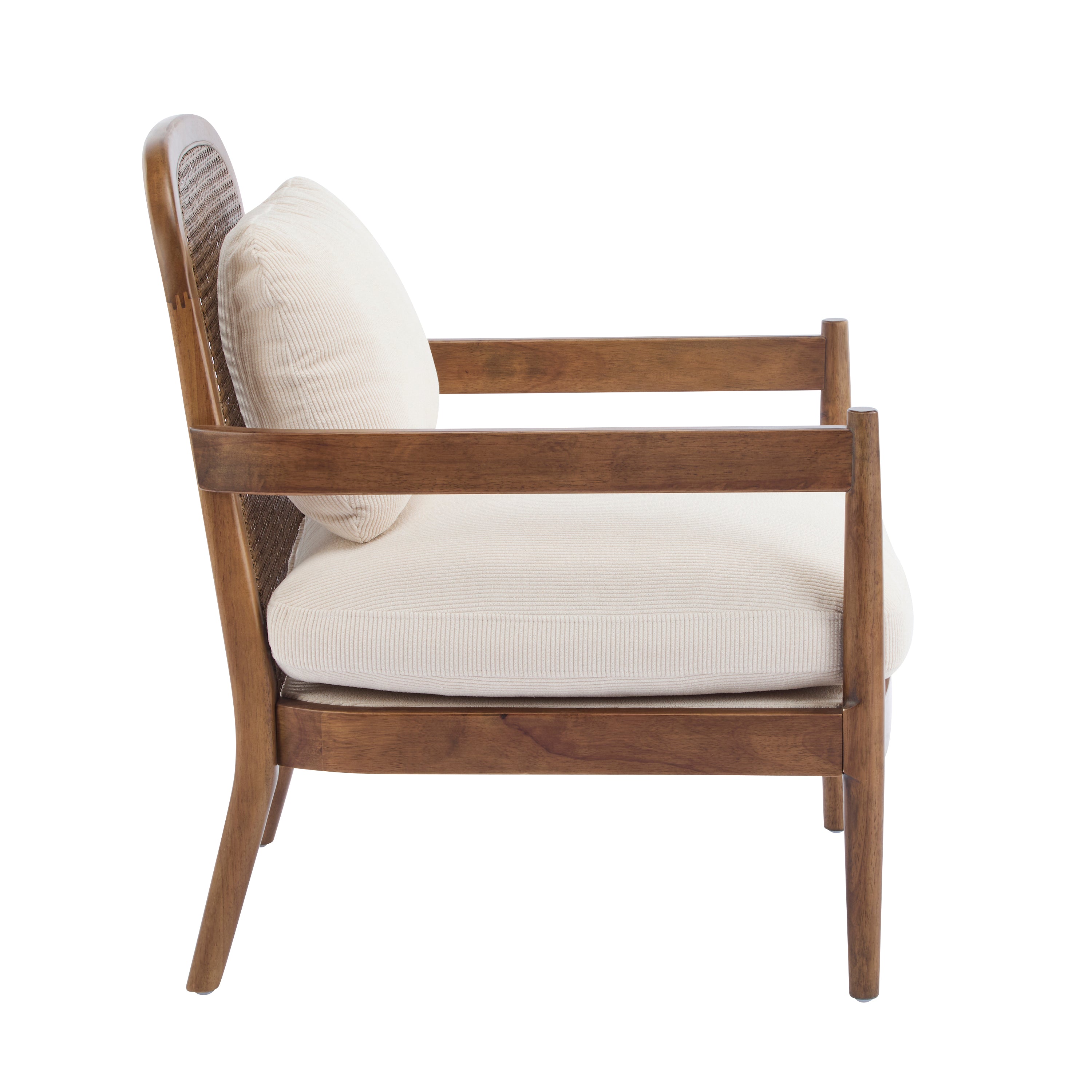 Elliston Rattan Backrest Solid Wood Accent Chair with Cushions - Set of 2