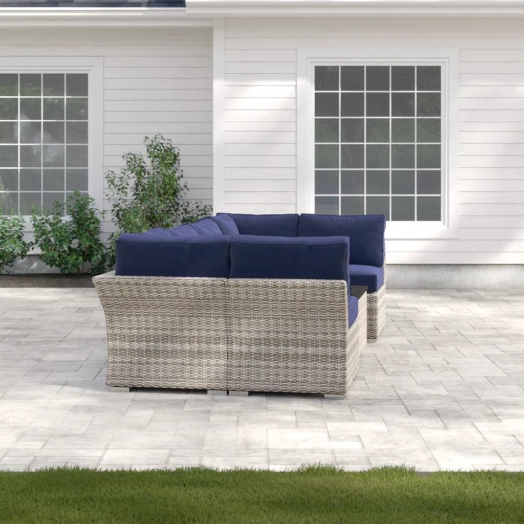 Ready-to-Use 4-Person Wicker Seating Group with Premium Fabric