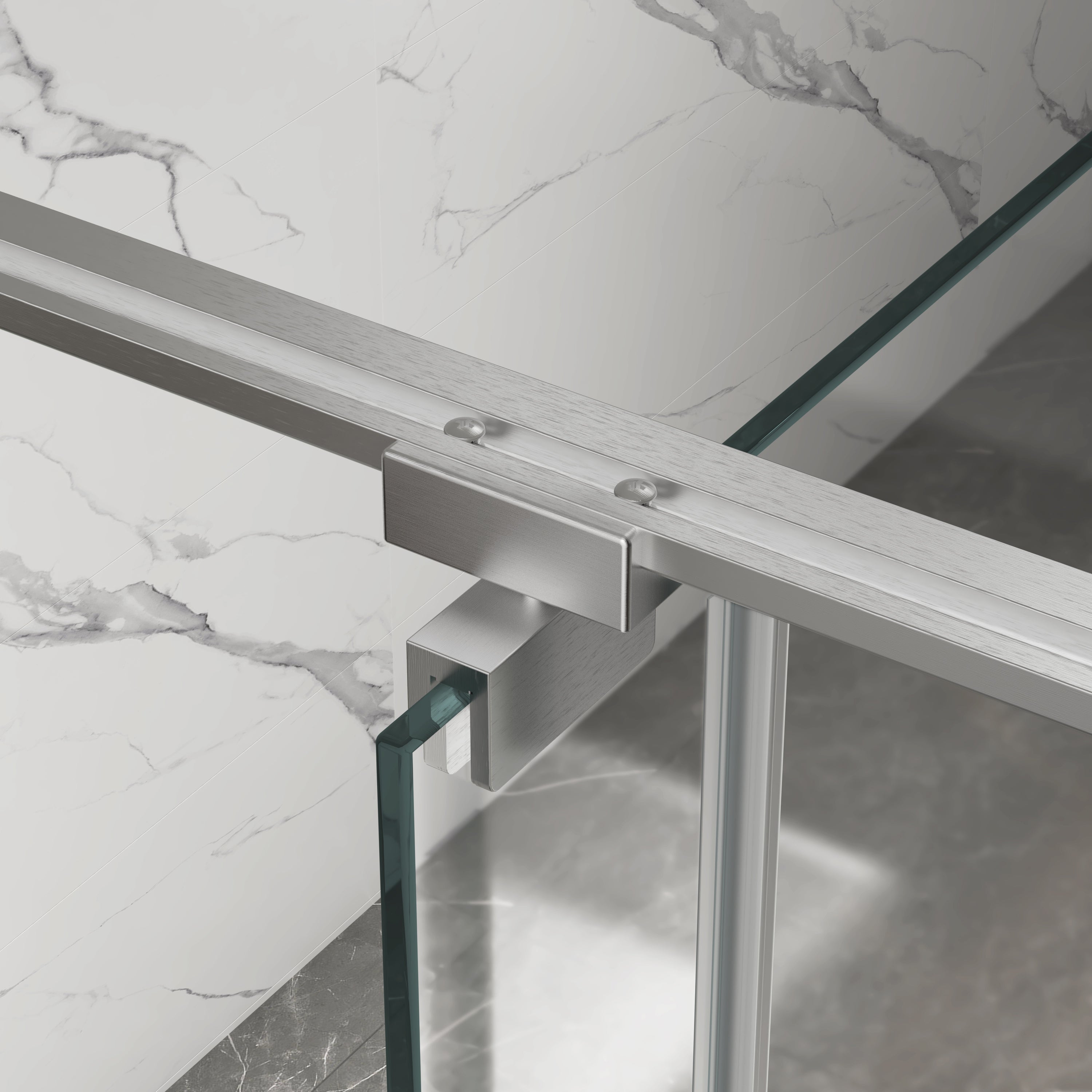 Brushed Nickel Pivot Shower Door