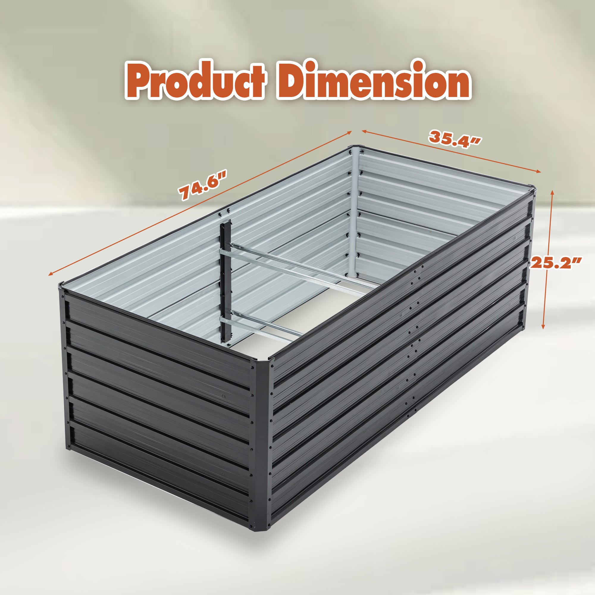 6x3x2 FT Metal Raised Garden Bed Outdoor Gardening