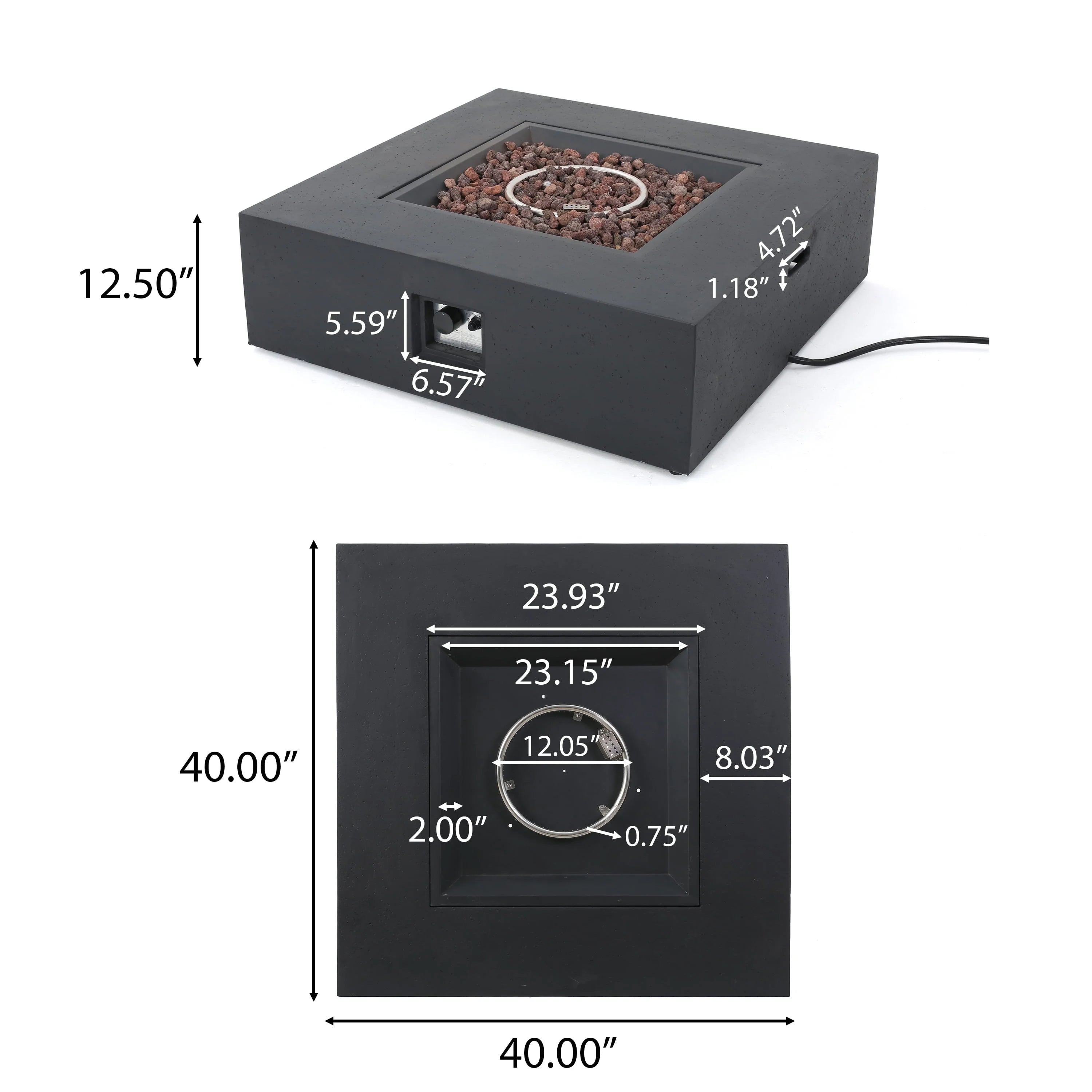 Outdoor 50000 BTU Propane Fire Pit - Dark