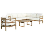 Outdoor Acacia Wood 6-Seater Sectional Sofa Set
