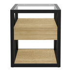 Modern End Table with Drawer - Nightstand for Bedroom & Living Room