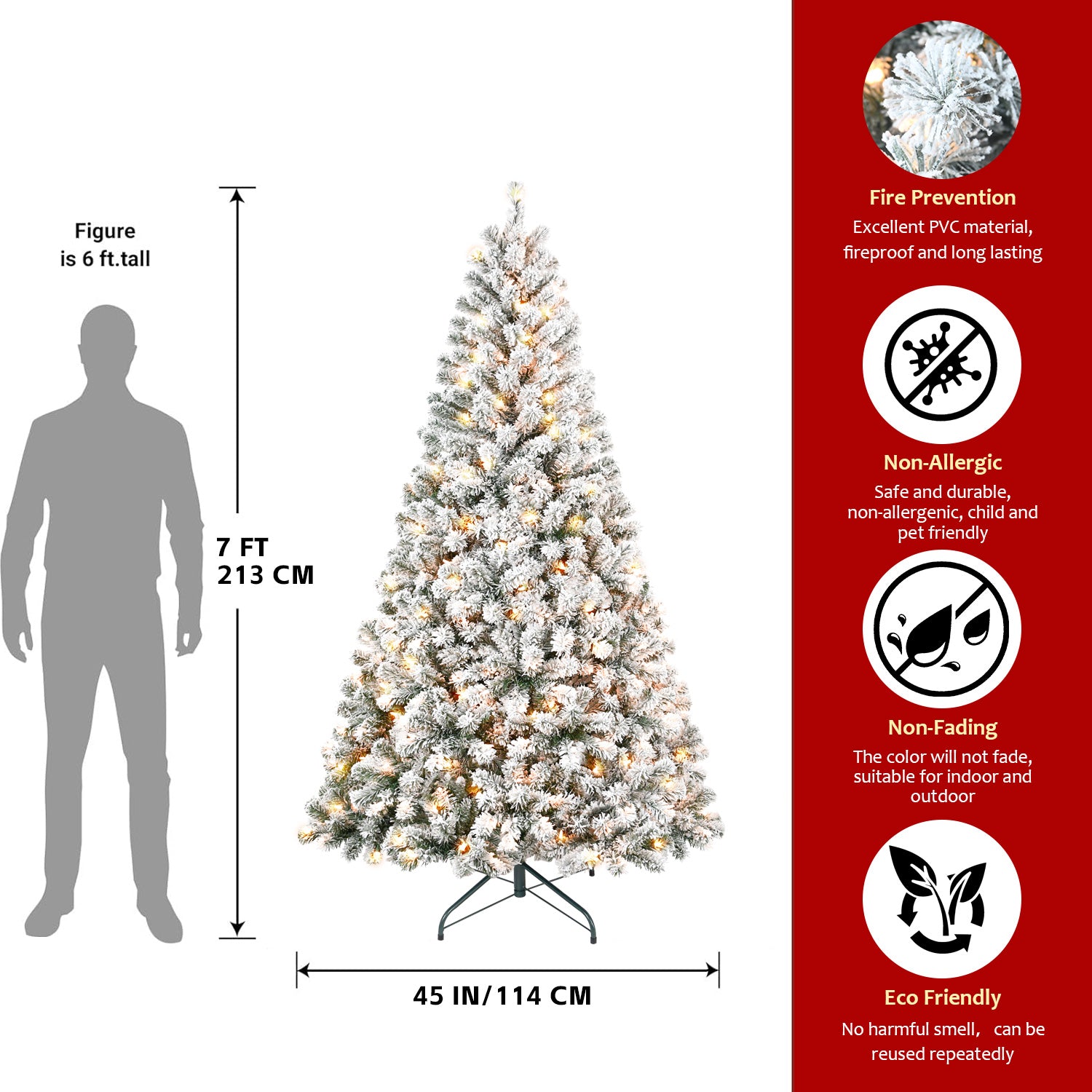 5FT Flocked Christmas Tree with 150 Warm White Lights