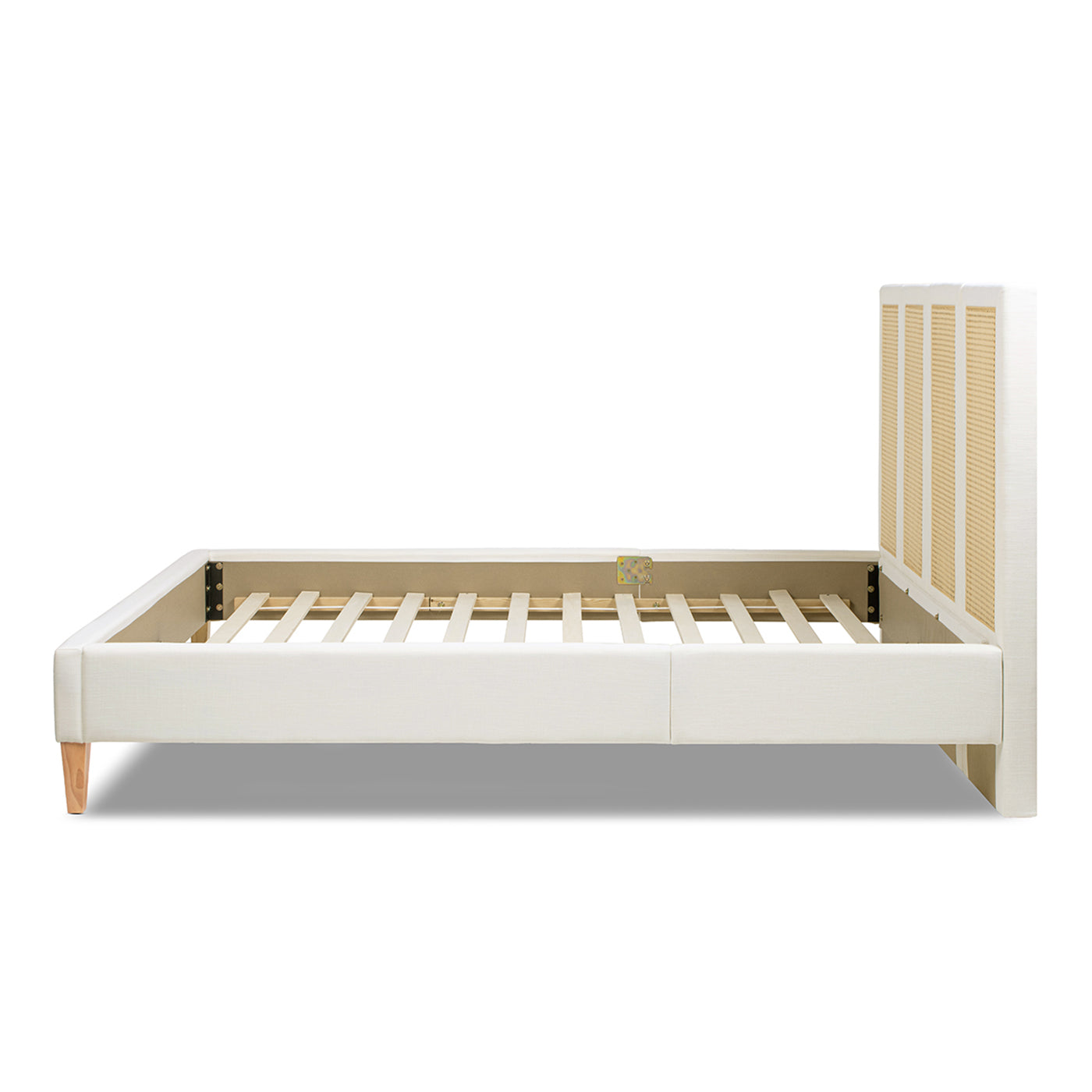 Toscana Queen Upholstered Cane Back Platform Bed, Antique