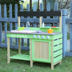 Kids Play Kitchen - Wood Mud Kitchen with Water Play Set