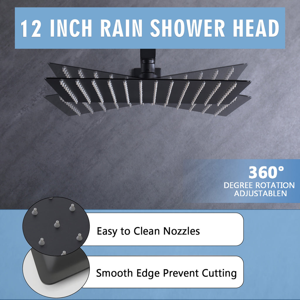 12 Inch Ceiling Mount Brushed Nickel Shower System