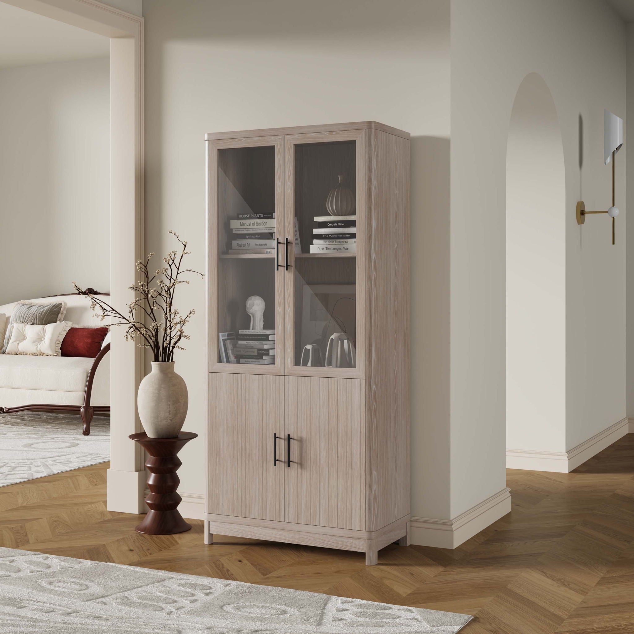 Jodie - Bookcase Cabinet With 6 Adjustable Shelves - Oak