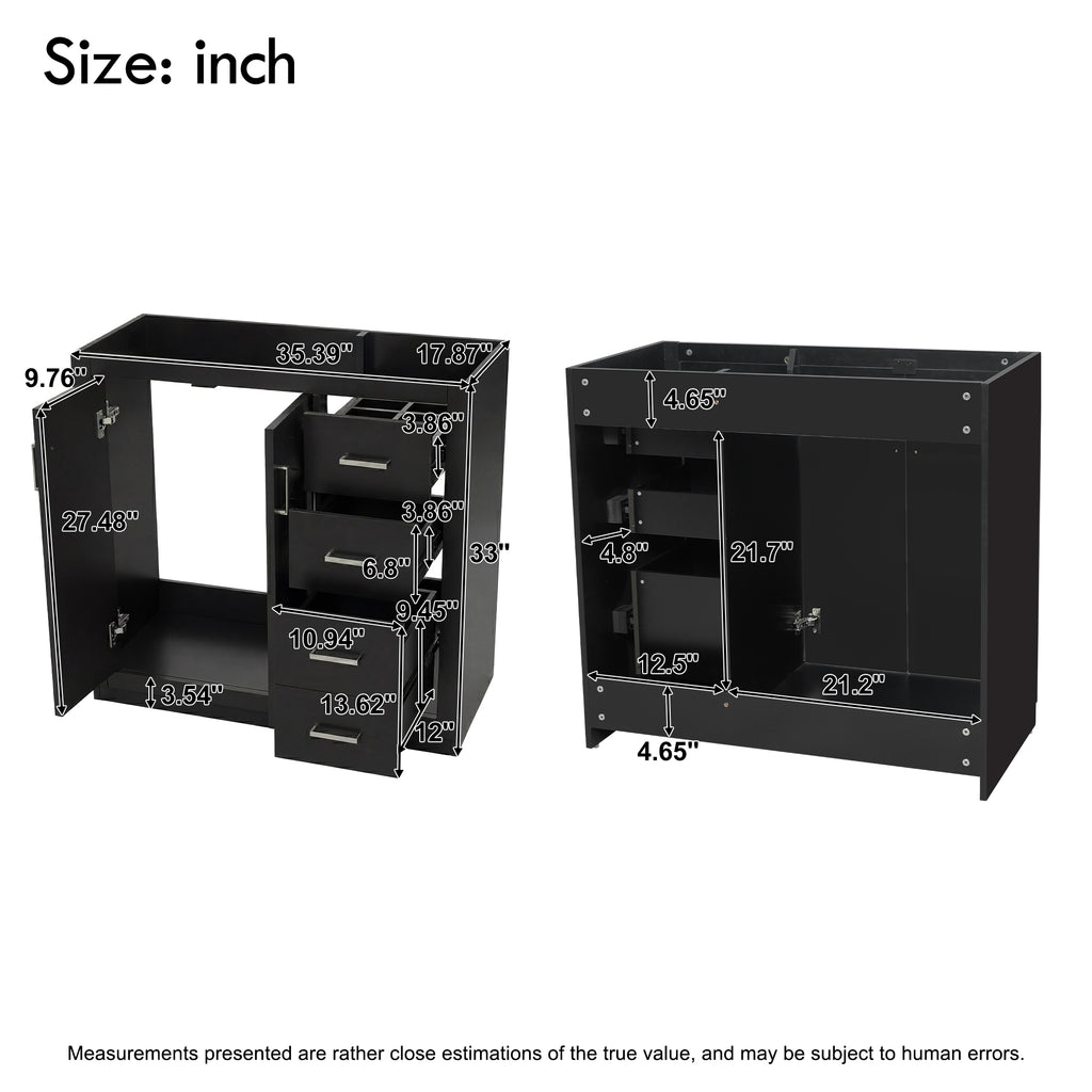 36" Bathroom Vanity Without Top Sink