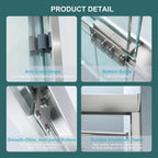 48" W x 76"H Semi-Frameless Bypass Sliding Shower Enclosure