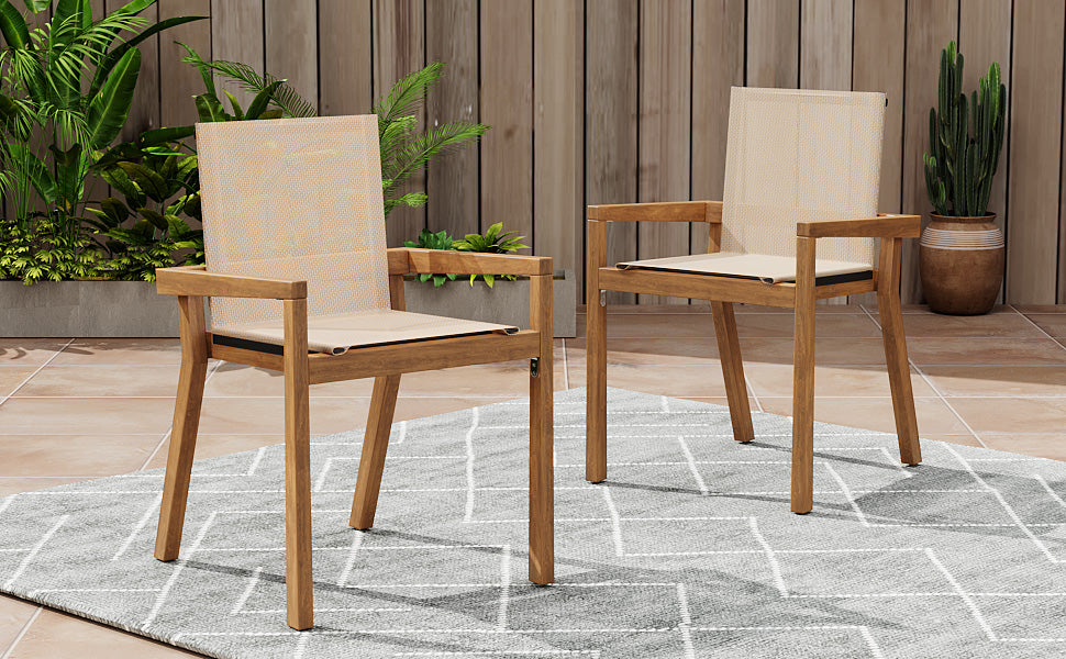 Belfast Dining Chair Set of 2, Teak Frame