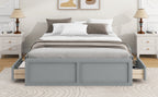 Wood Queen Size Platform Bed Frame with 6 Drawers