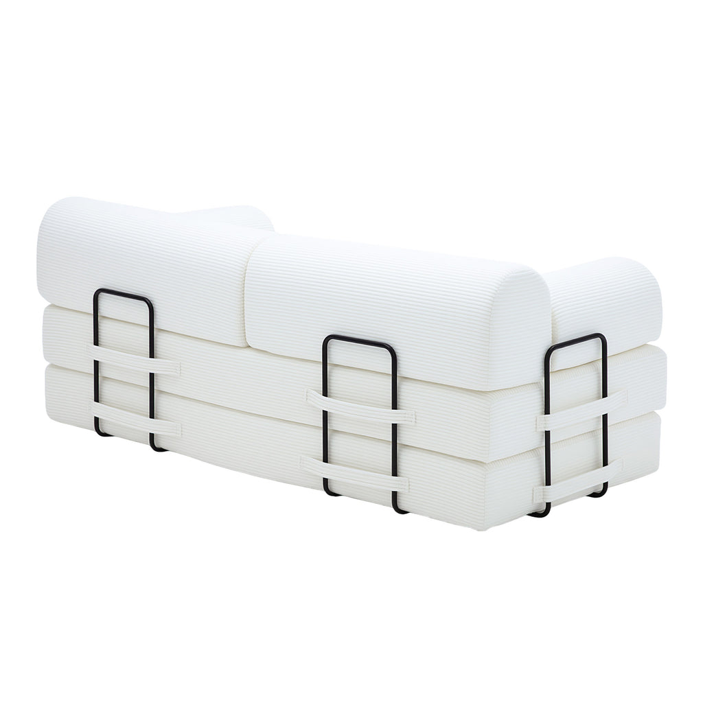 Convertible Sleeper Sofa Bed in Beige Corduroy