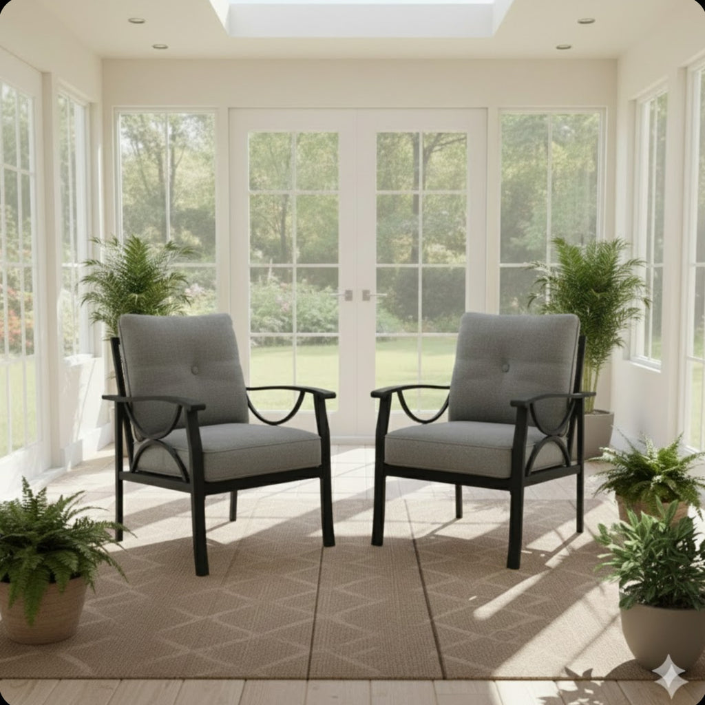 Set of 2 All-Weather Metal Armchairs